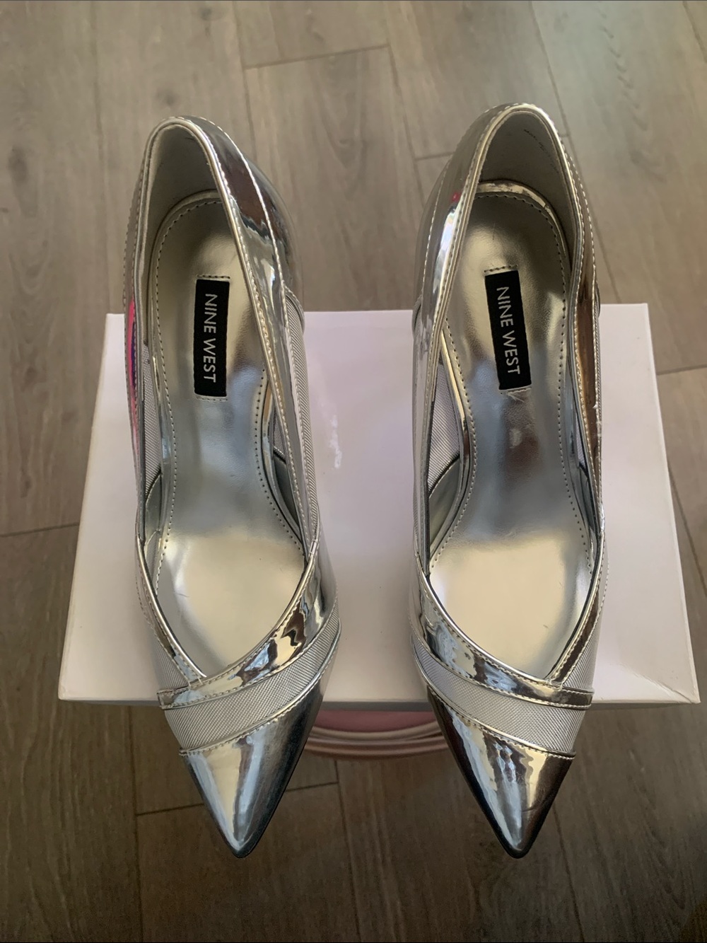 Nine West Metallic Silver Pointed-Toe Pumps